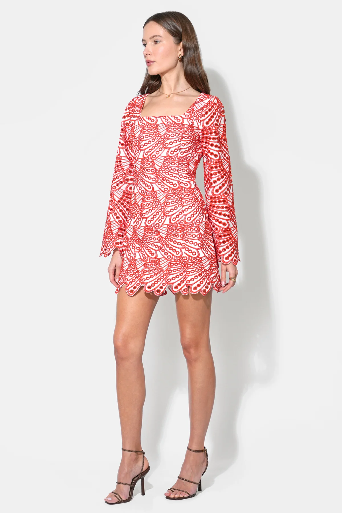 Regina Scallop Embroidery Mini Dress - Image 3