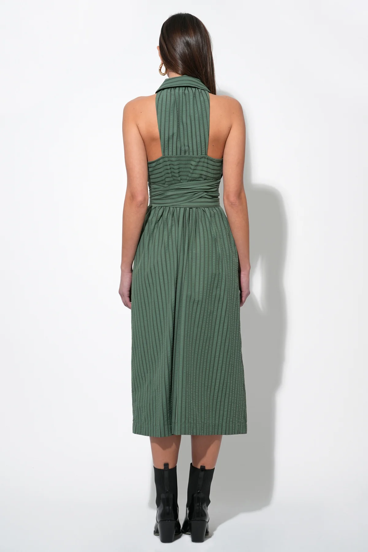 Rosa Flutter Halter Collared Dress - Image 3