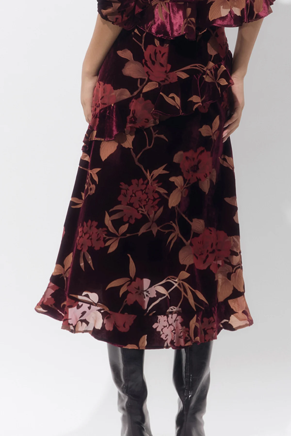 Ryanne Flutter Velvet Burnout Skirt - Image 2