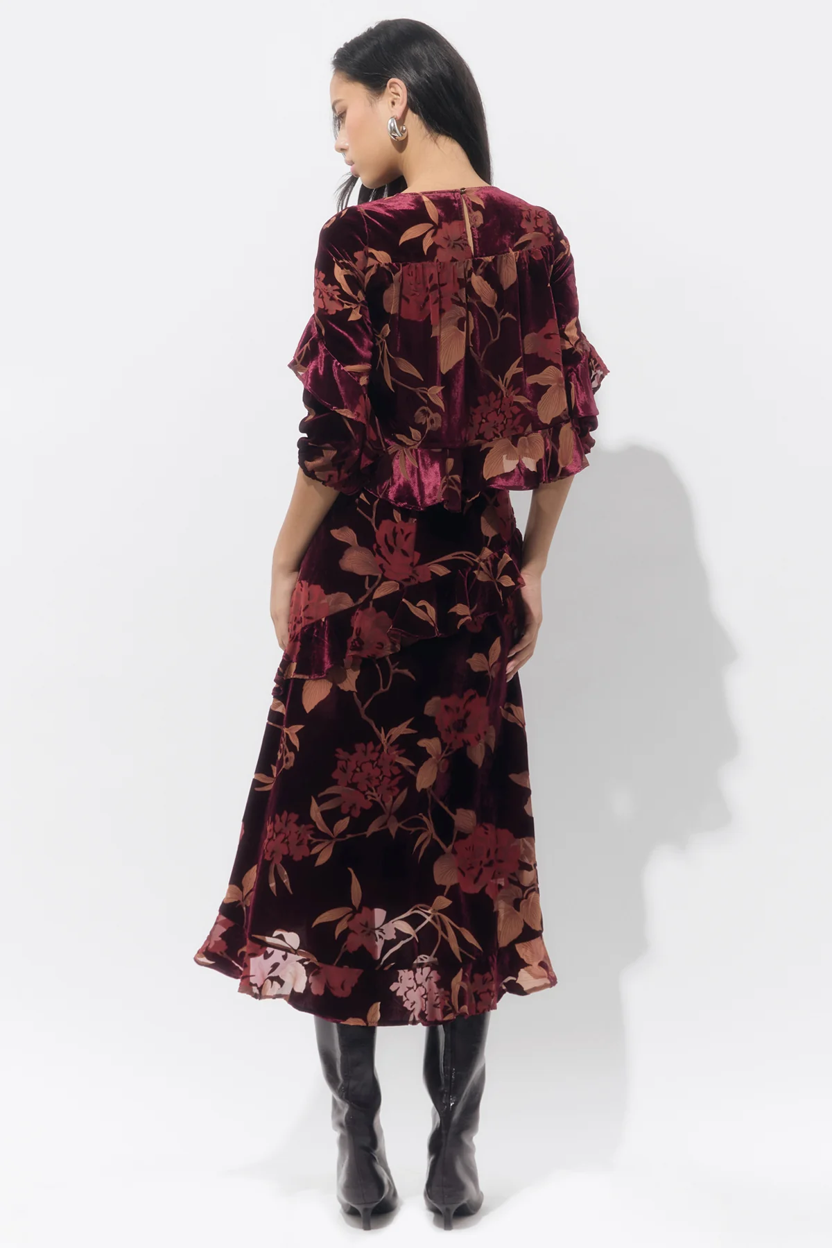 Ryanne Flutter Velvet Burnout Skirt - Image 4