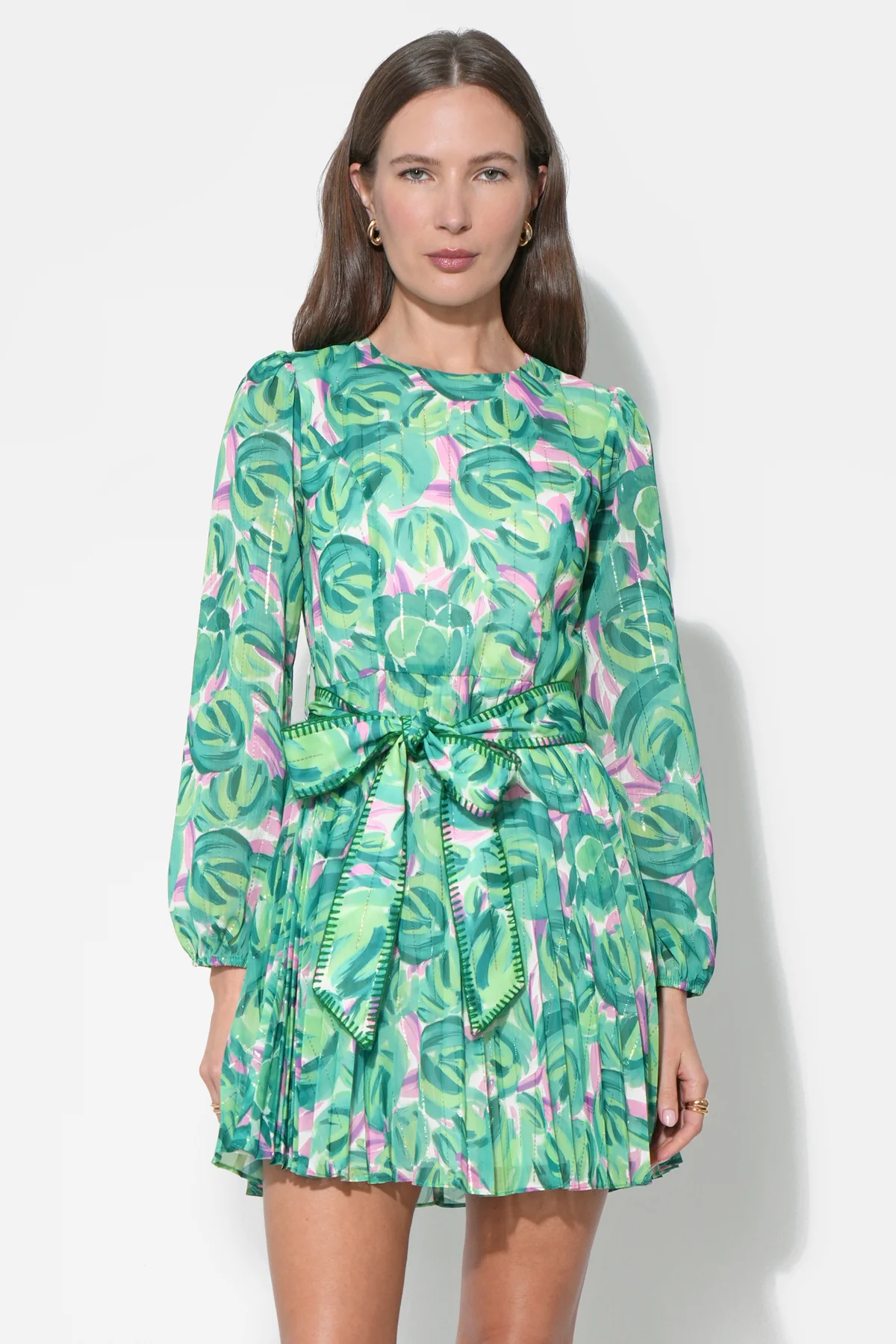 Rylee Pleated Long Sleeve Mini Dress - Image 3