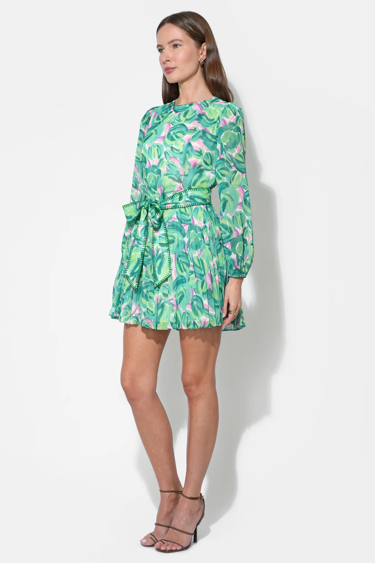 Rylee Pleated Long Sleeve Mini Dress - Image 4
