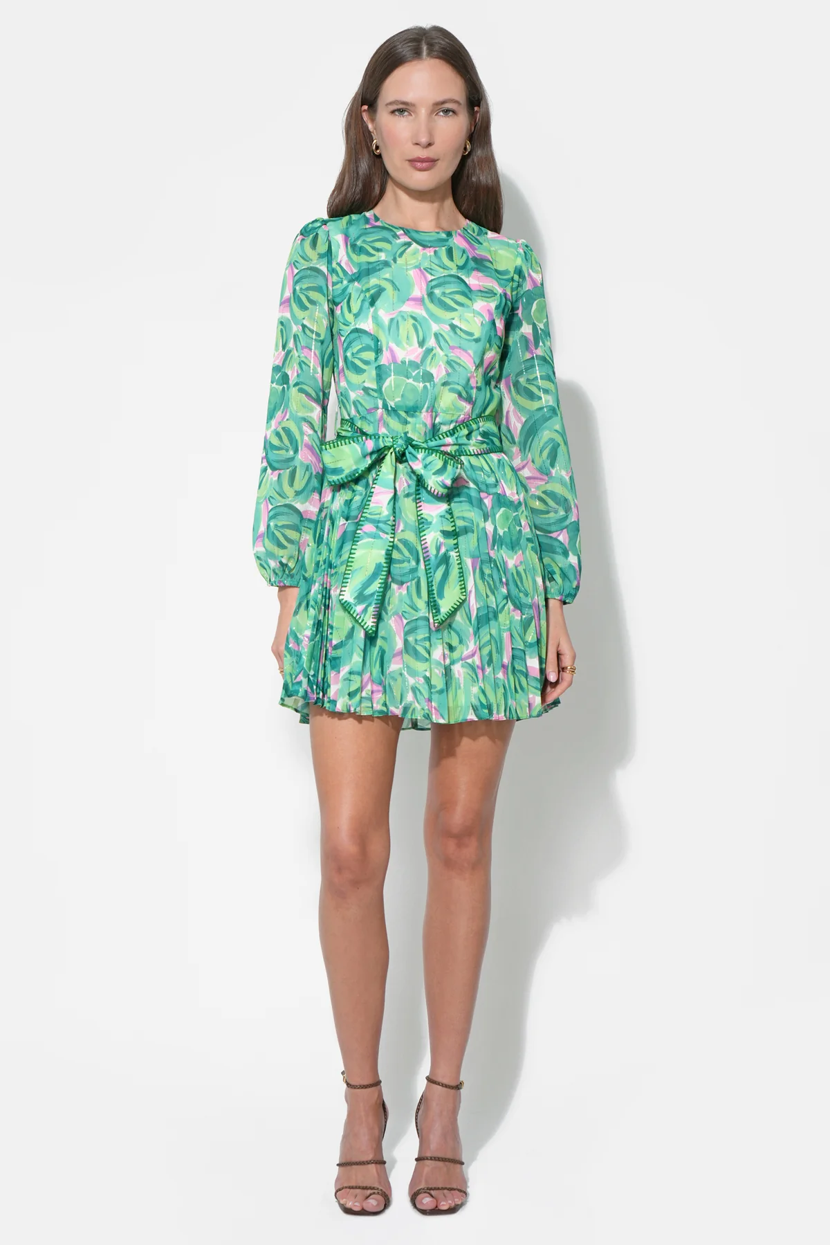 Rylee Pleated Long Sleeve Mini Dress - Image 5