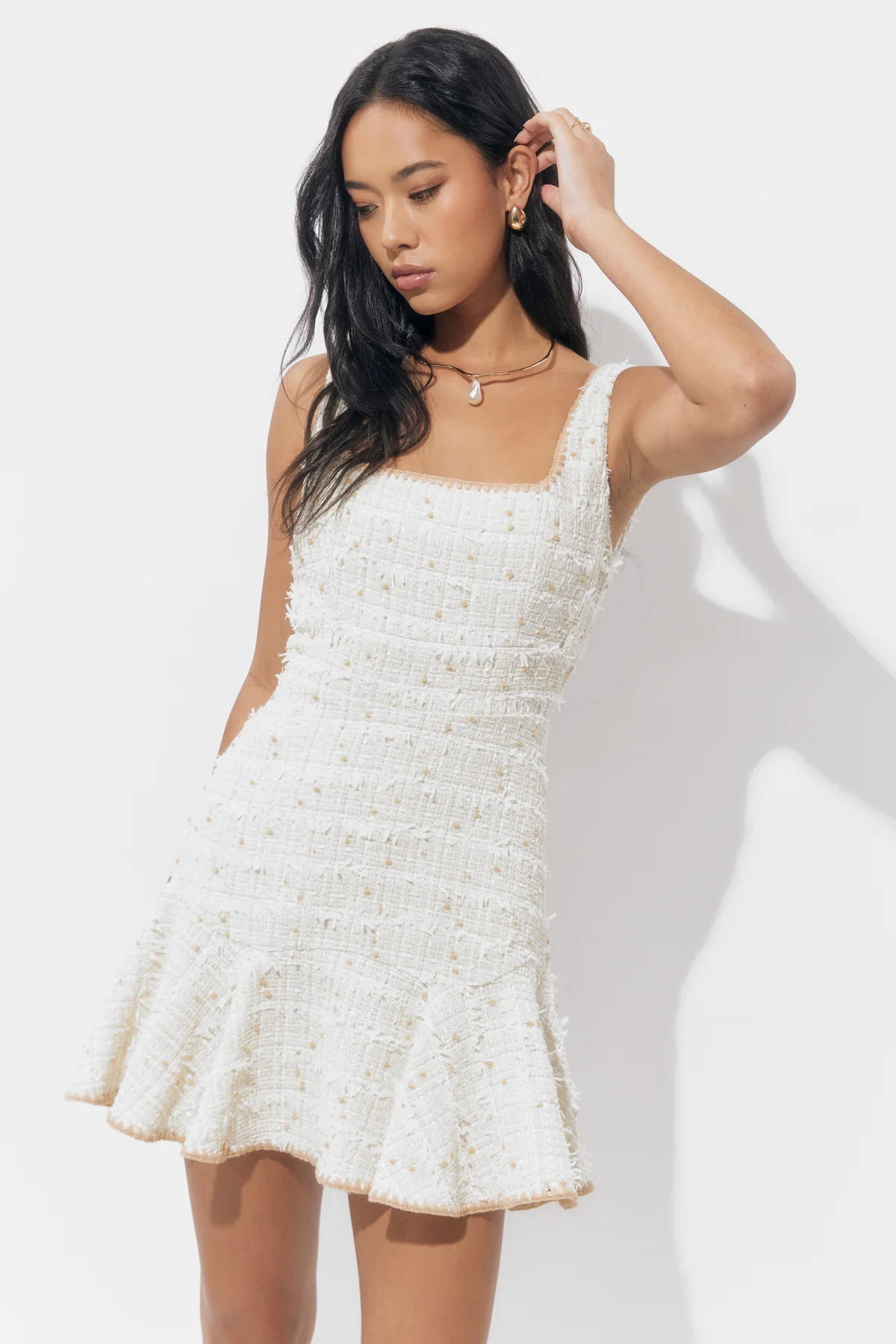 Salina Tweed Embroidered Mini Dress - Image 4
