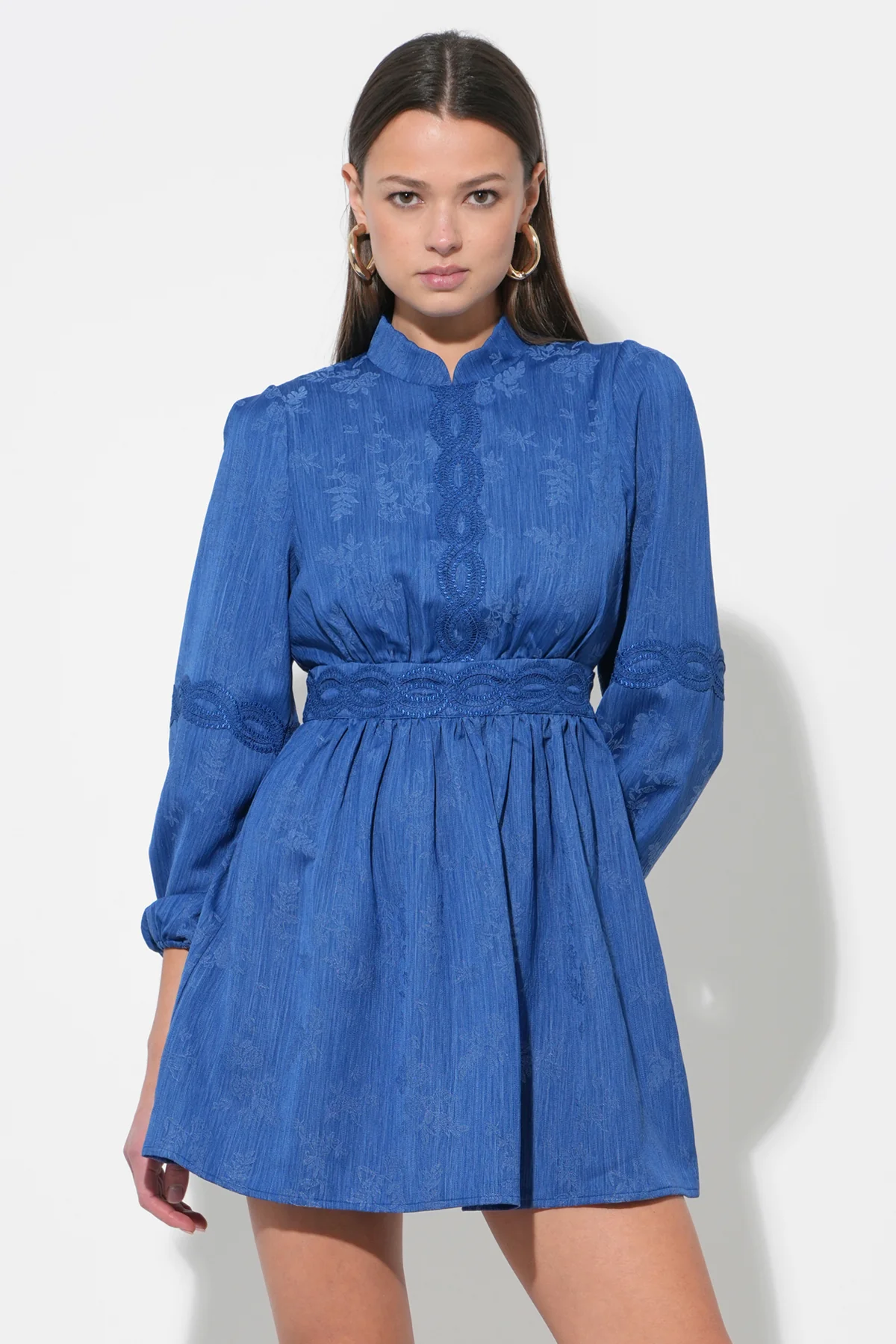 Salome High Neck Collar Lace Mini Dress