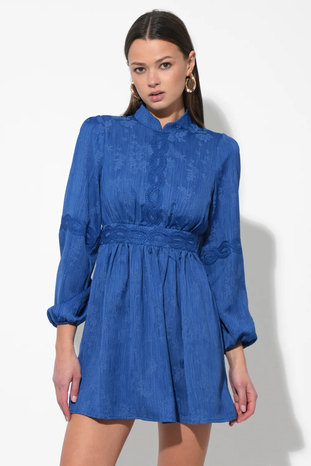 Salome High Neck Collar Lace Mini Dress - Image 3
