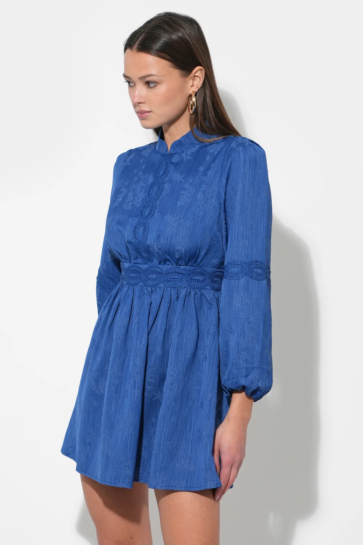 Salome High Neck Collar Lace Mini Dress - Image 4