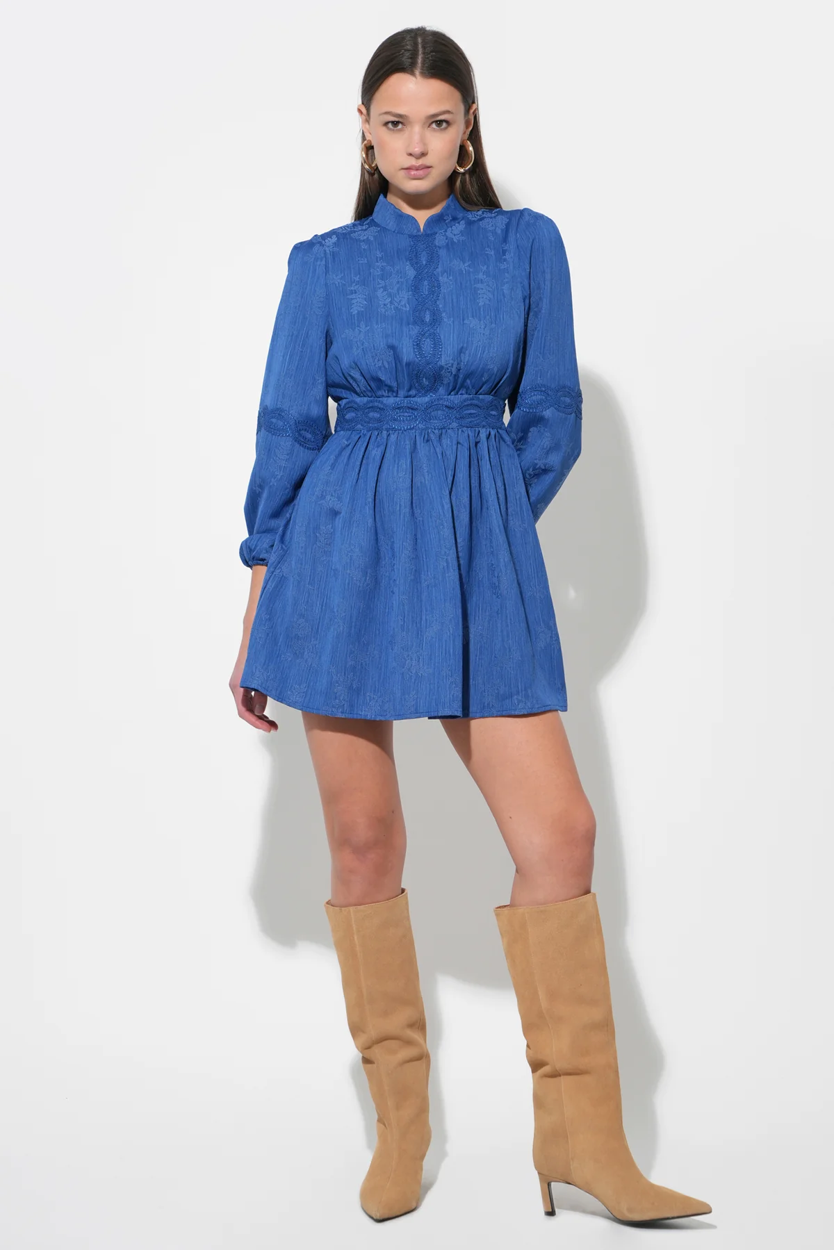 Salome High Neck Collar Lace Mini Dress - Image 6