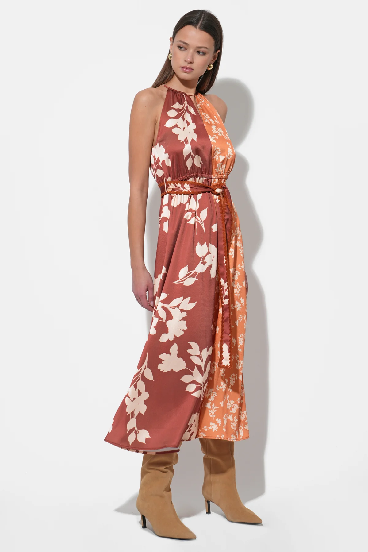 Sandi Two Toned Halter Midi Dress - Image 3