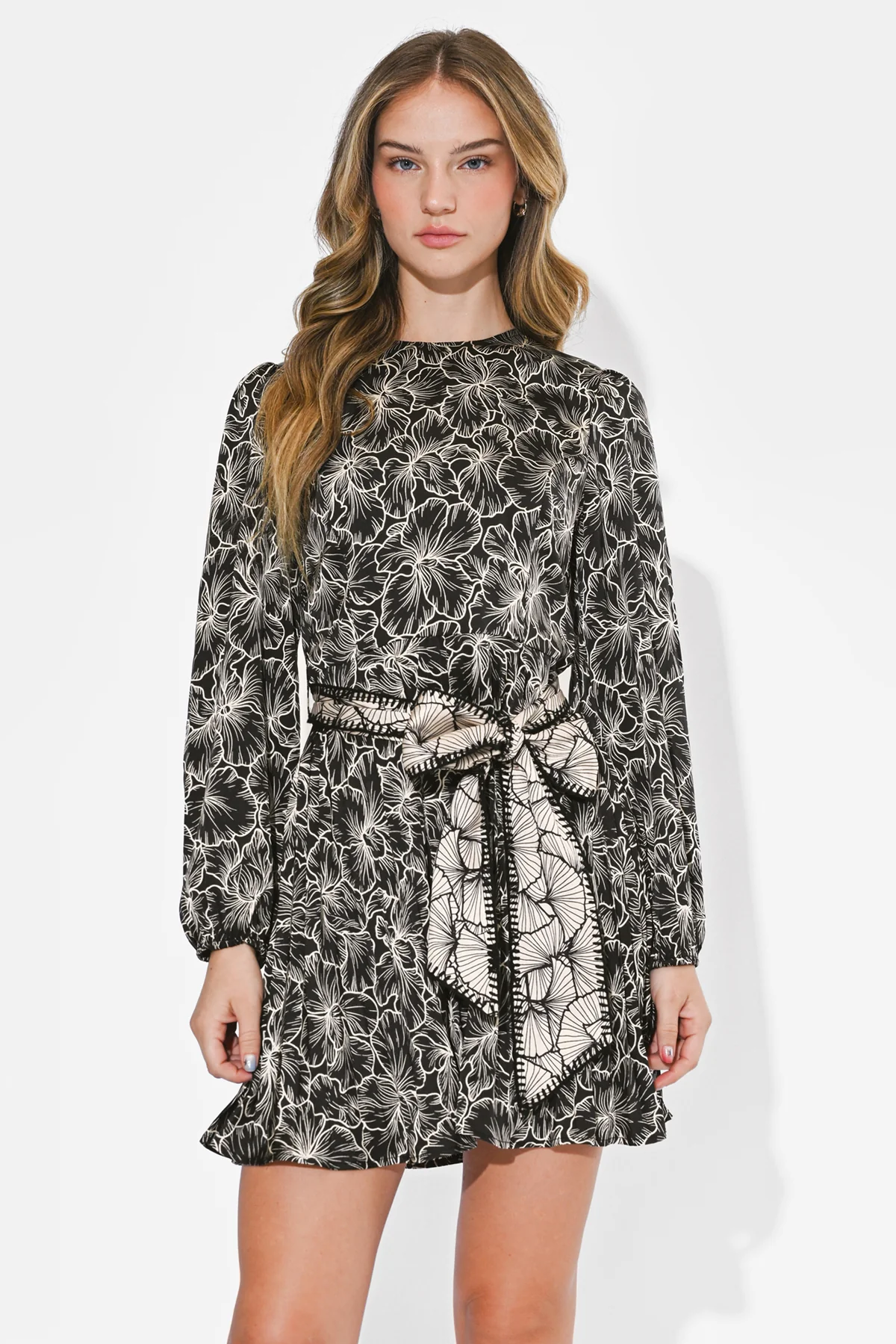 Sasha Pleated Long Sleeve Mini Dress - Image 5