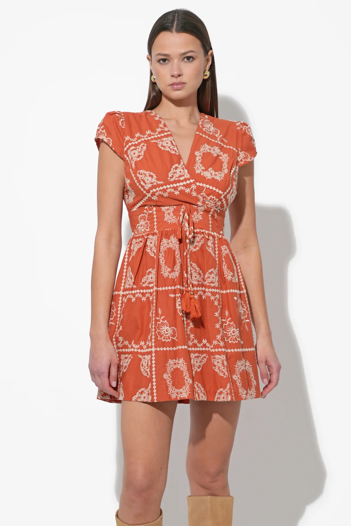 Selina Embroidered Cap Sleeve Mini Dress