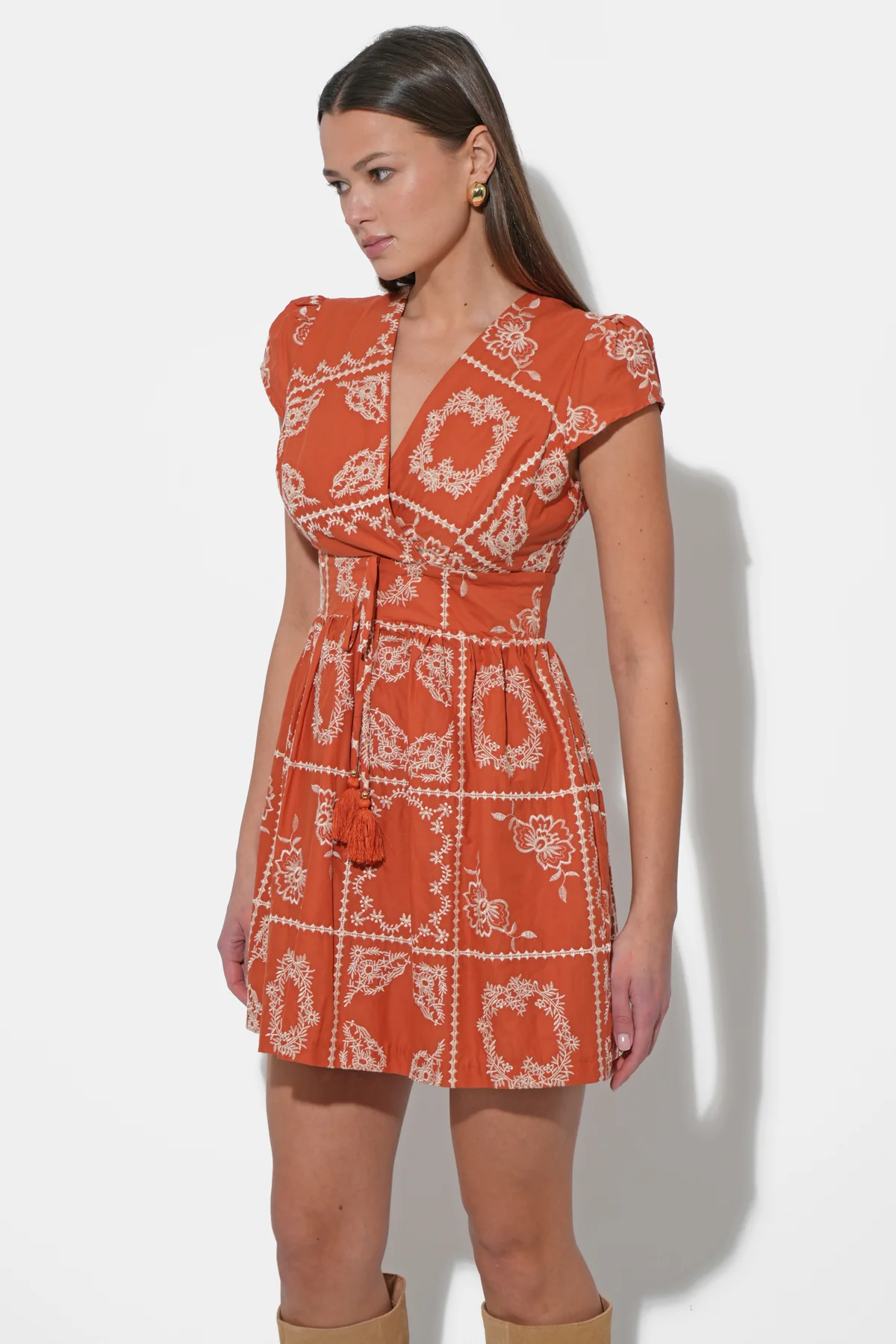 Selina Embroidered Cap Sleeve Mini Dress - Image 2