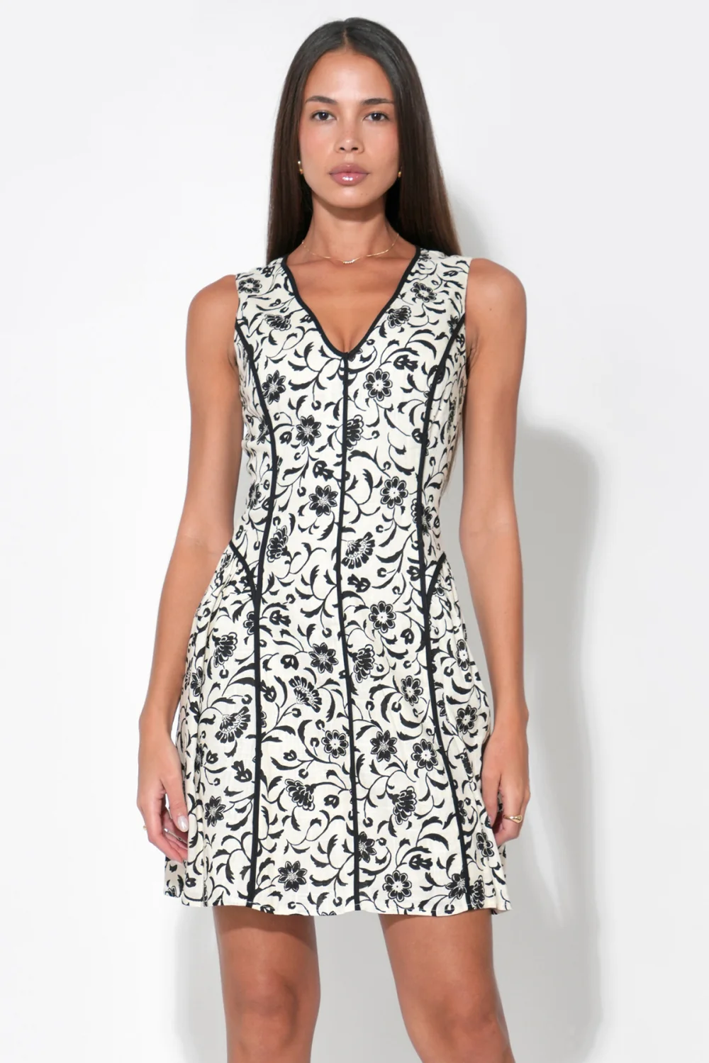 Serenity Scalloped Fit & Flare Dress W/ Piping