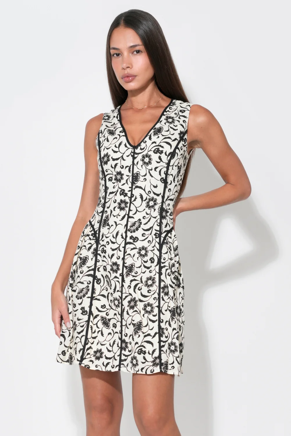 Serenity Scalloped Fit & Flare Dress W/ Piping - Image 4