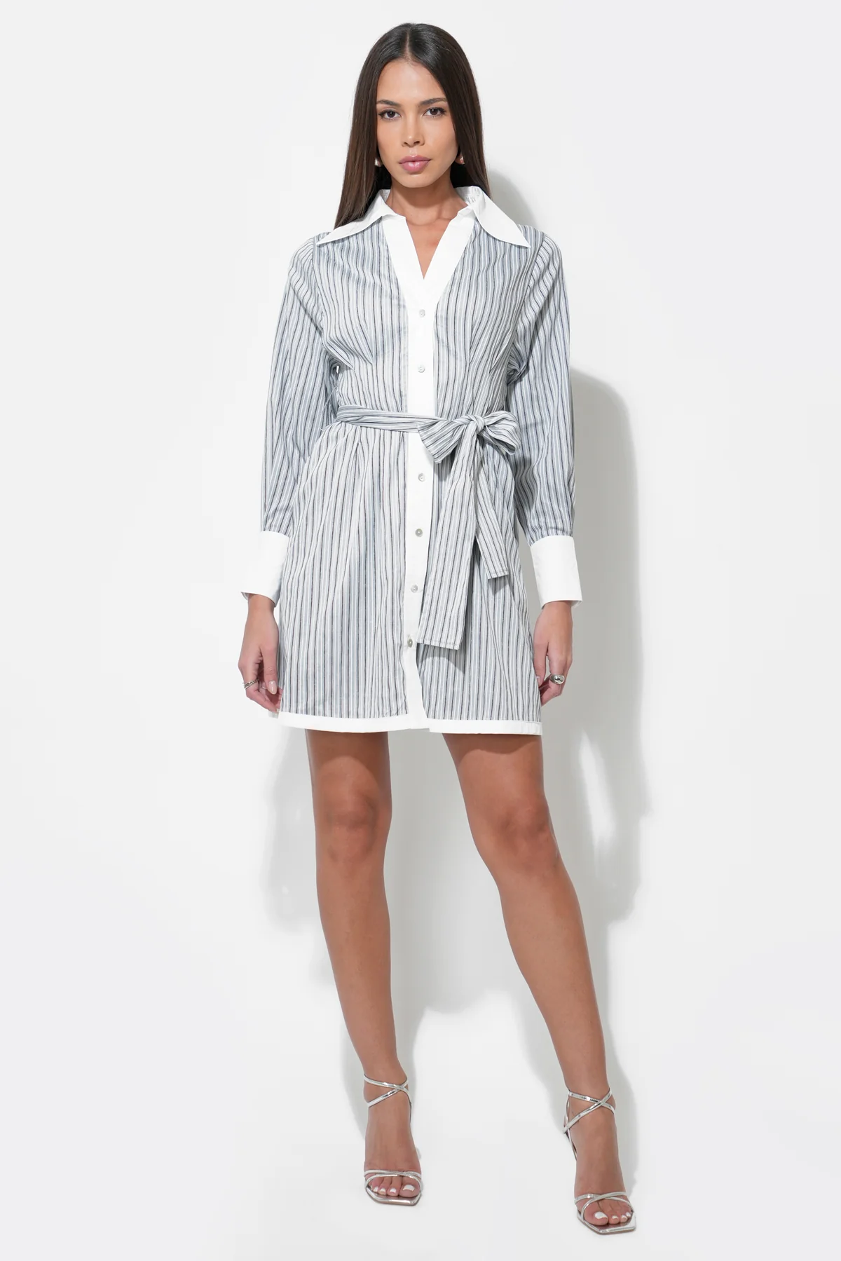 Sola Stripe Mini Button Up Shirt Dress - Image 4