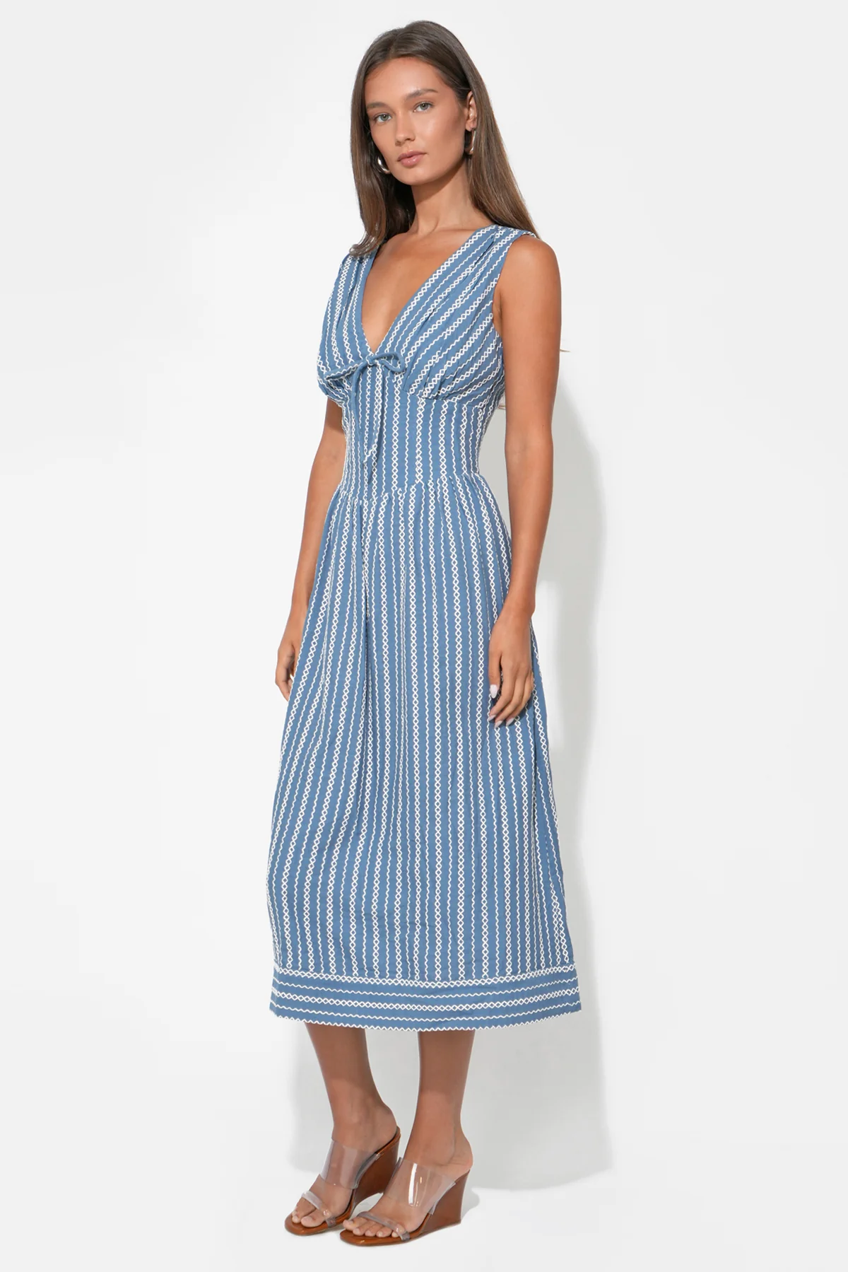 Sophia Corset Embroidery Midi Dress