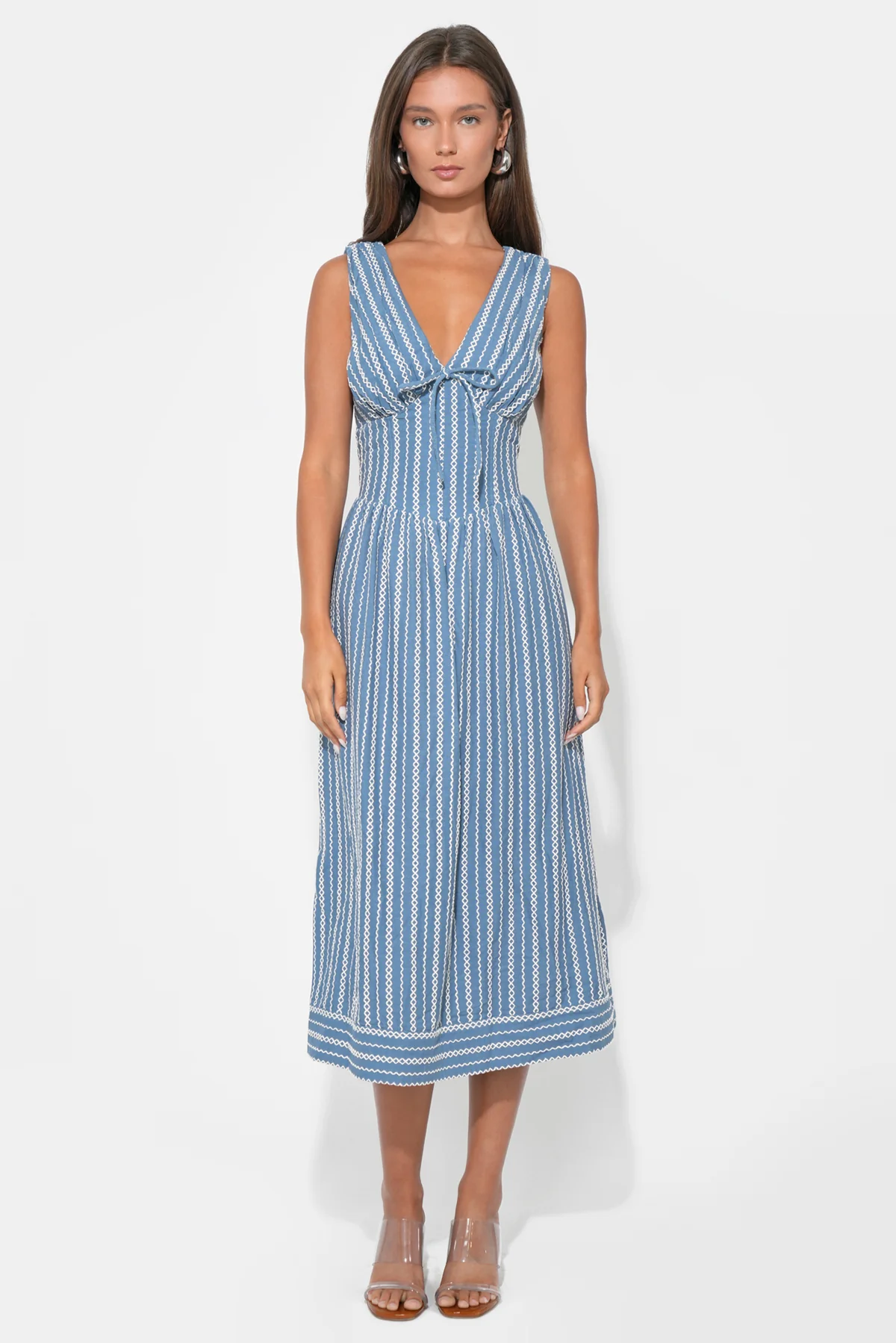 Sophia Corset Embroidery Midi Dress - Image 3