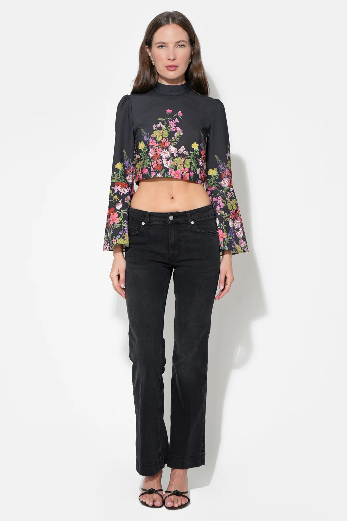 Suzette Bell Sleeve Floral Print Crop Top - Image 4