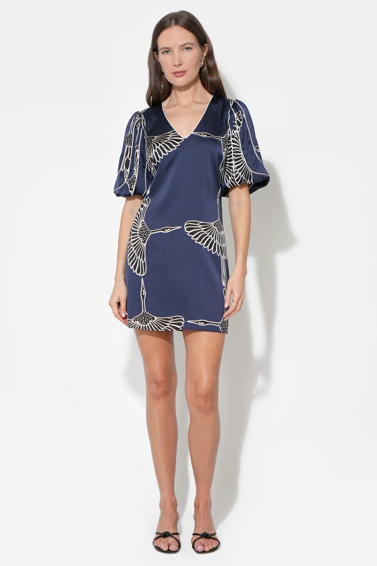 Sylvie V-Neck Bubble Sleeve Mini Dress - Image 5