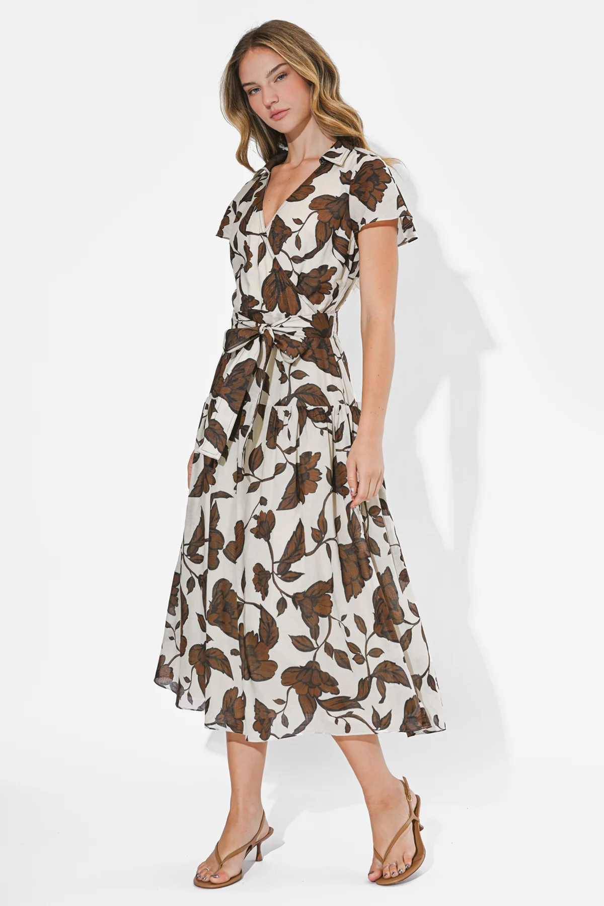 Taylor Flowy Wrap Midi Dress