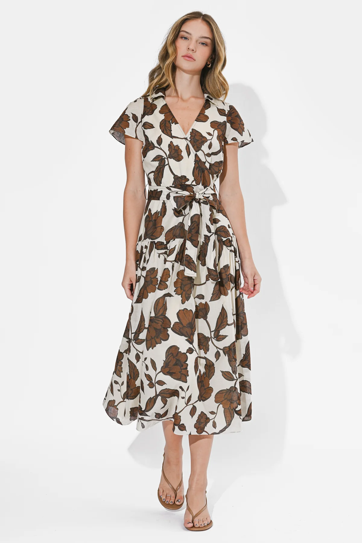 Taylor Flowy Wrap Midi Dress - Image 3