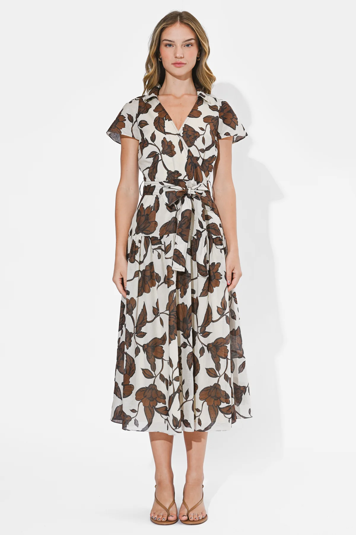 Taylor Flowy Wrap Midi Dress - Image 4