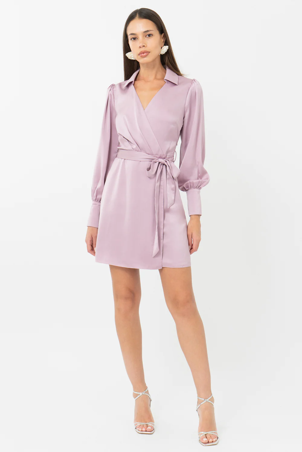 Theia Faux Wrap Collar Mini Dress - Image 4