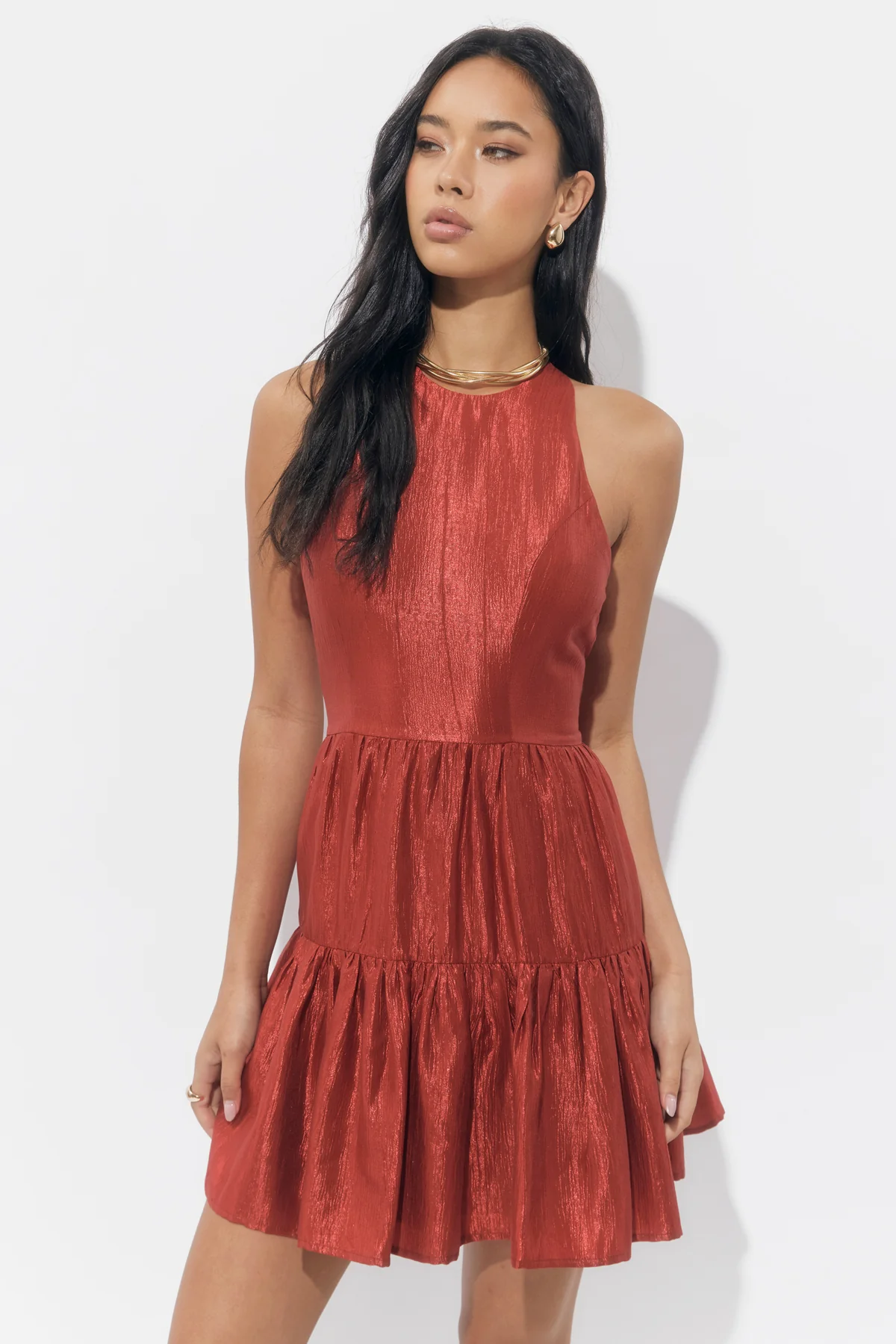 Toyna Tiered Mini Halter Dress - Image 3