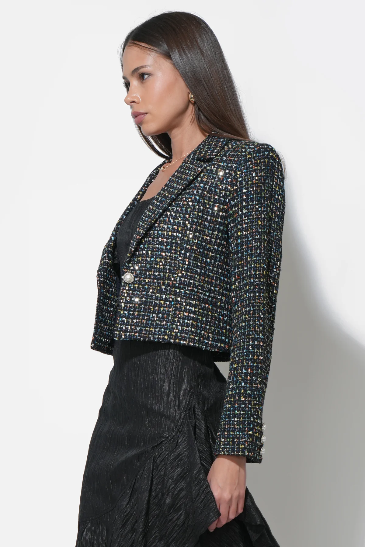 Vicky Tweed Cropped Blazer - Image 3
