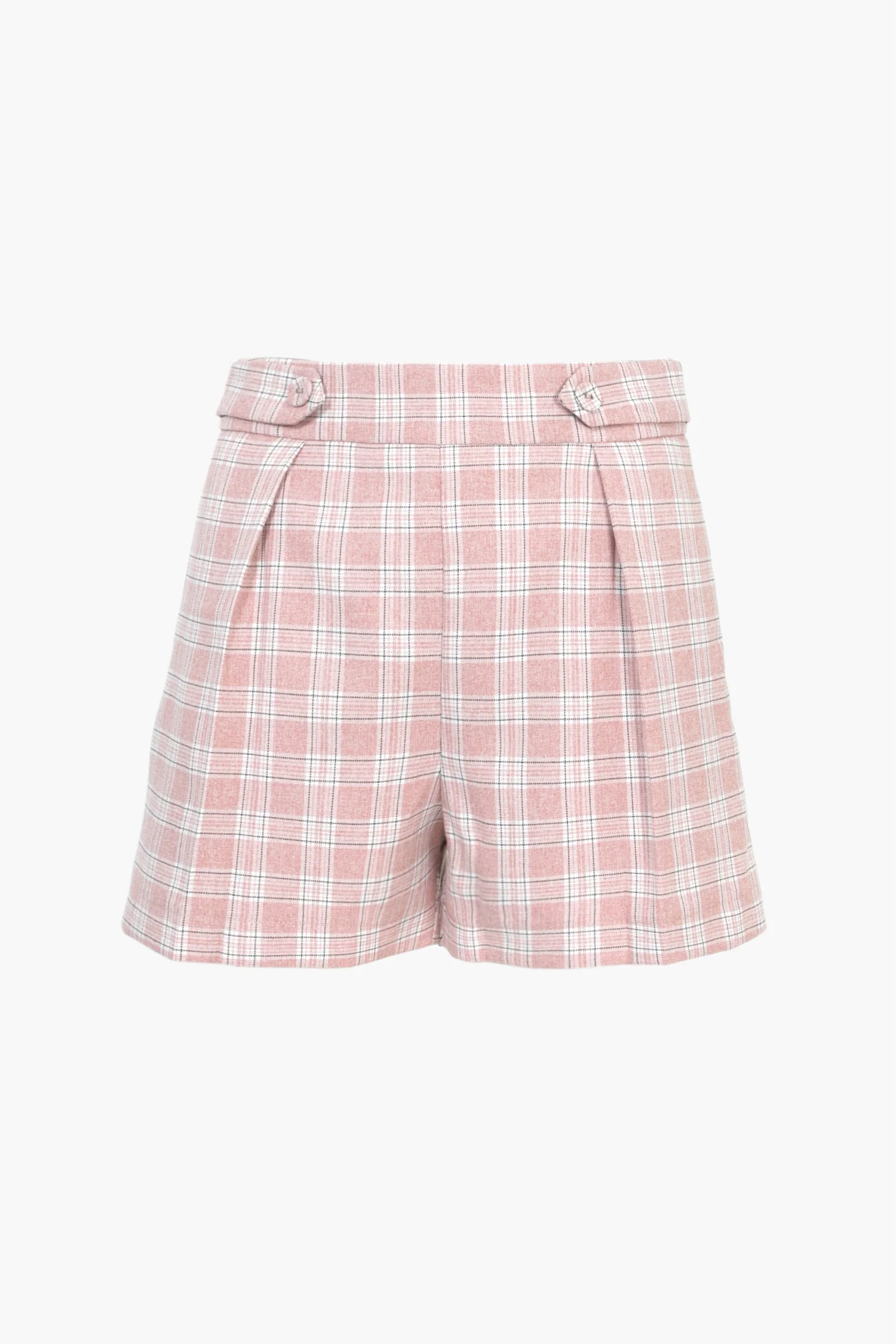 Violet Plaid Front Pleat Trouser Shorts - Image 3