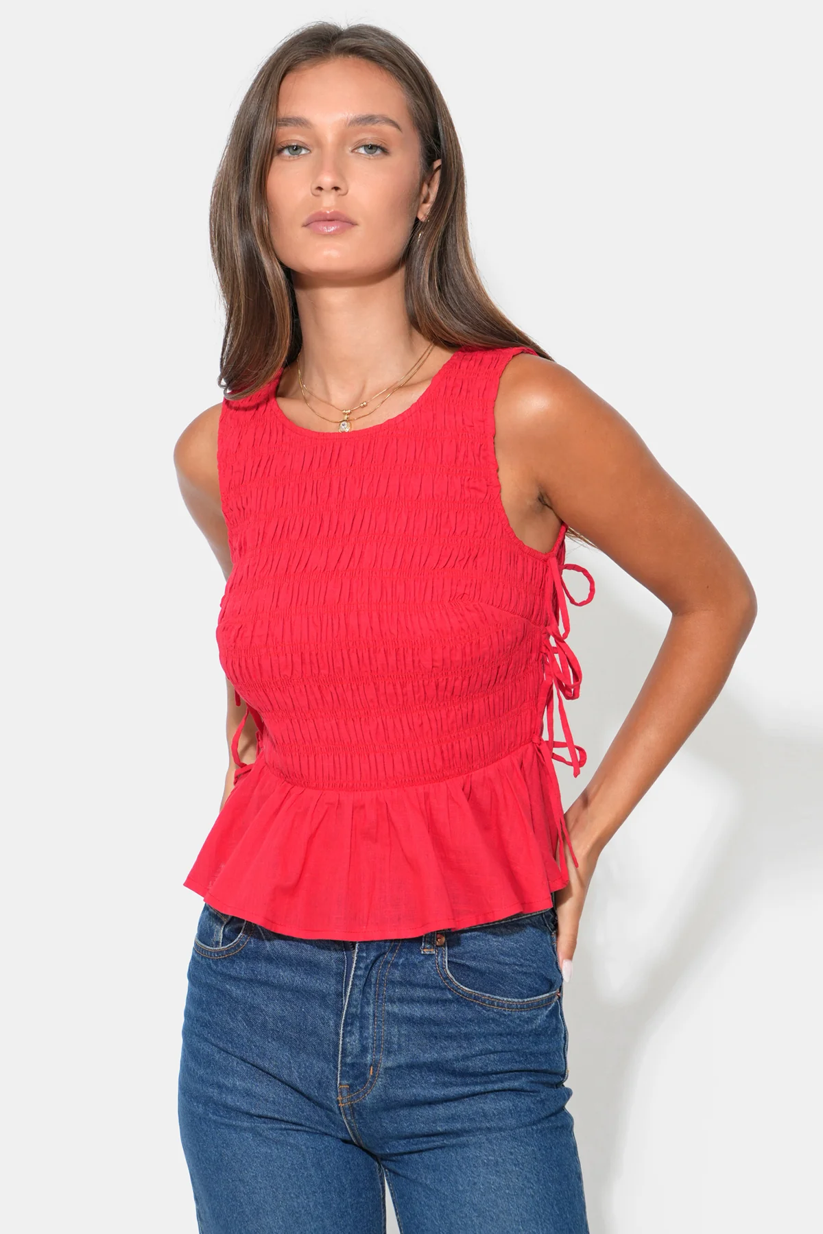 Vivian Smocked Side Tie Top - Image 4