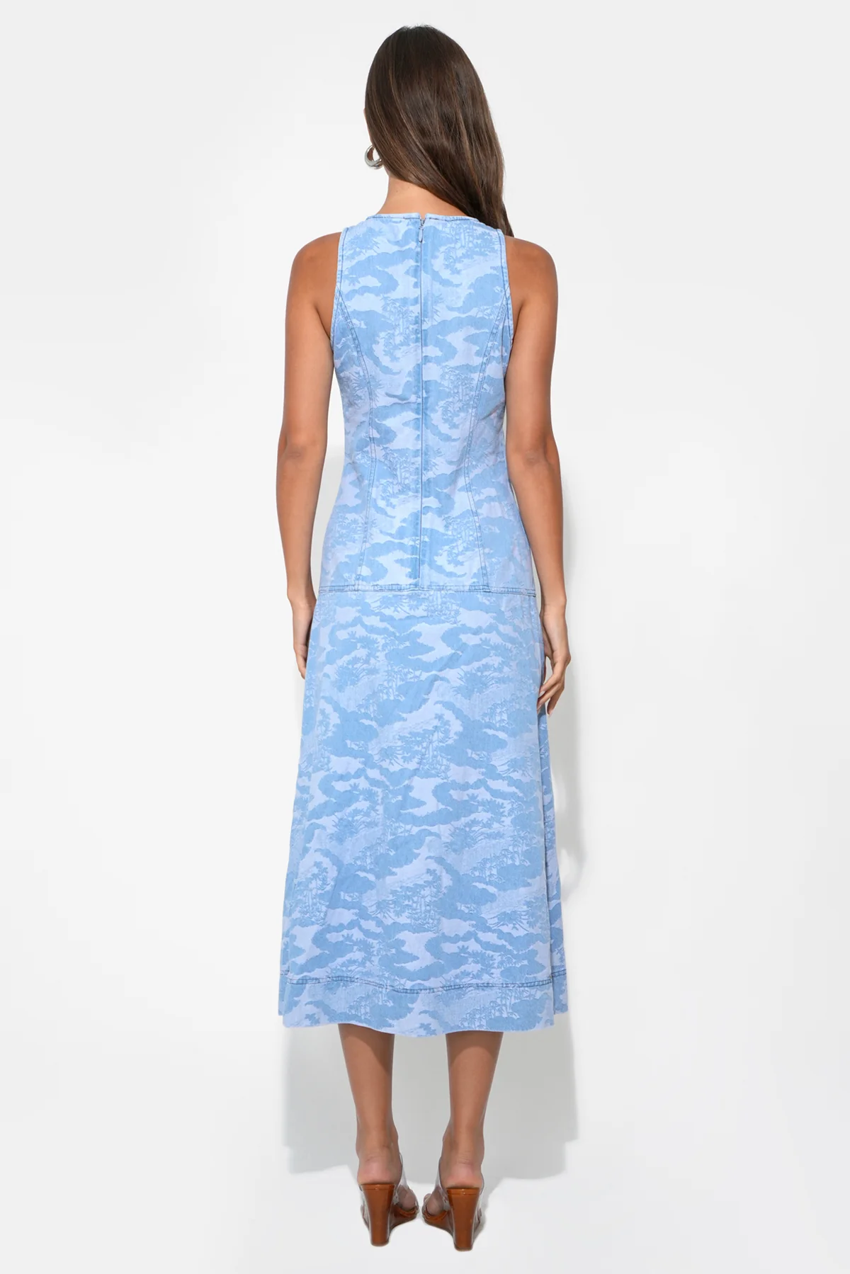 Vivienne Sleeveless Jacquard Denim Midi Dress - Image 2