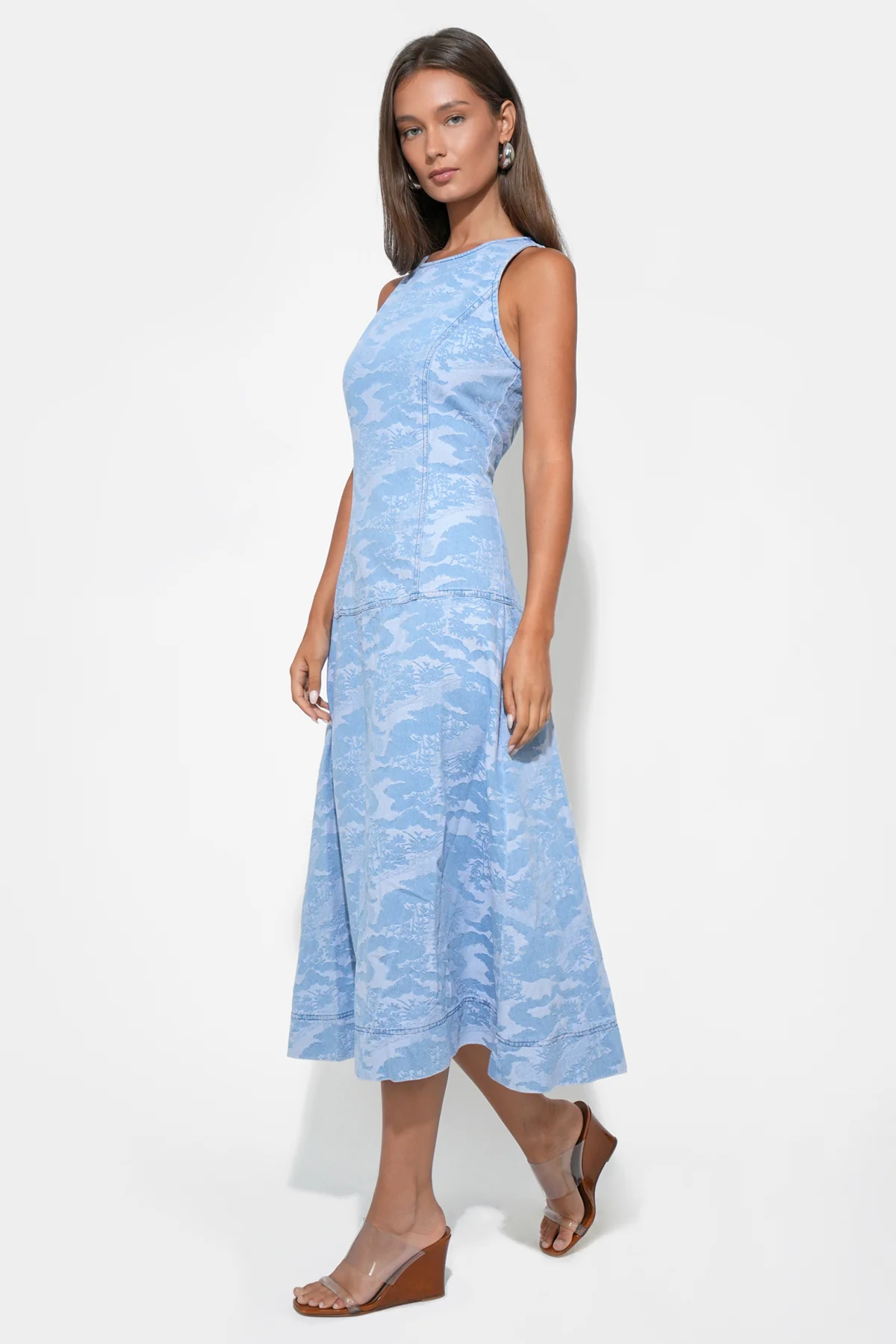 Vivienne Sleeveless Jacquard Denim Midi Dress - Image 3