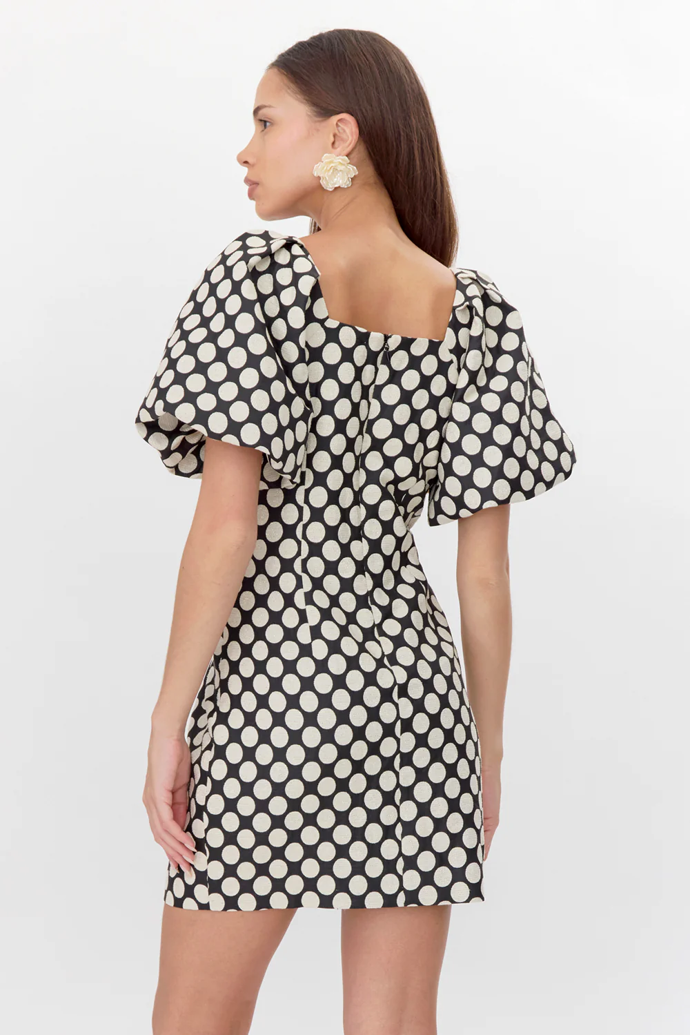 Willow Jacquard Dot Mini Dress - Image 4