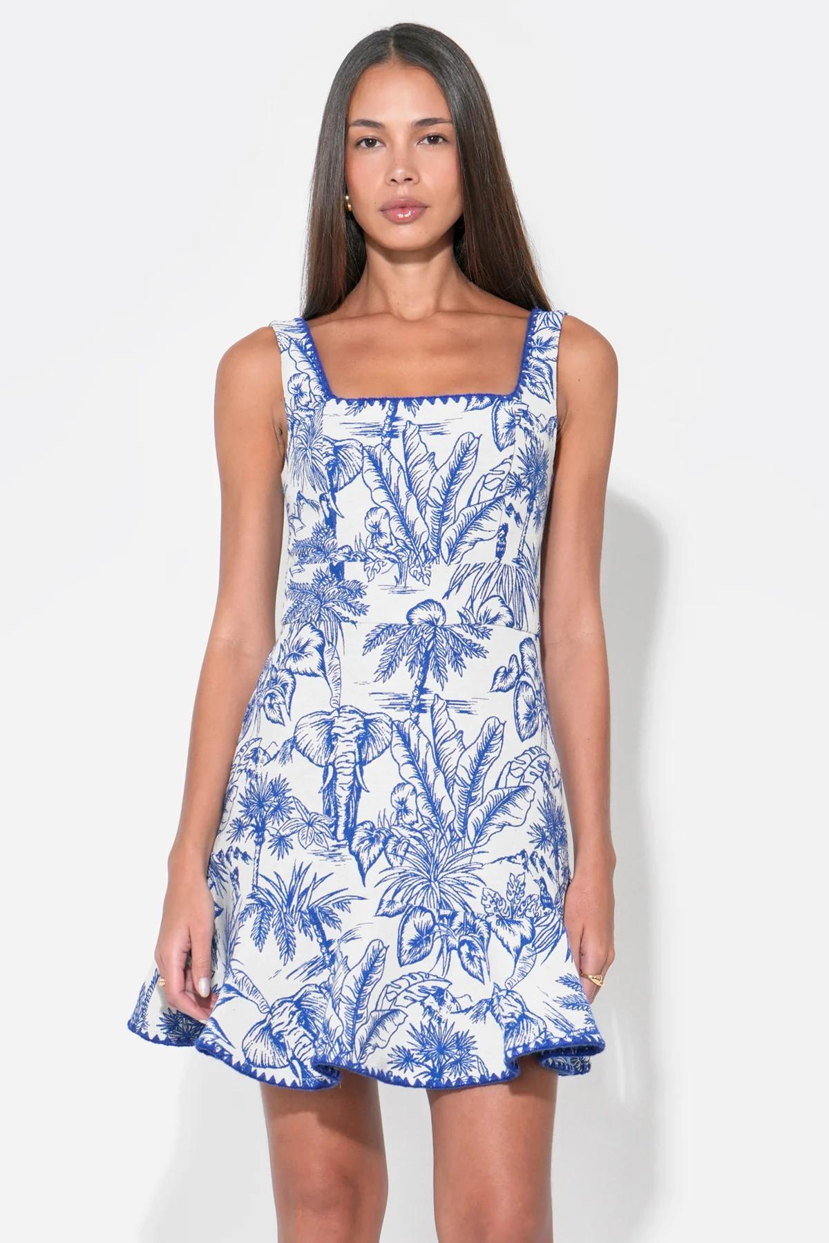 Ximena Square Neck Jacquard Mini Dress - Image 7