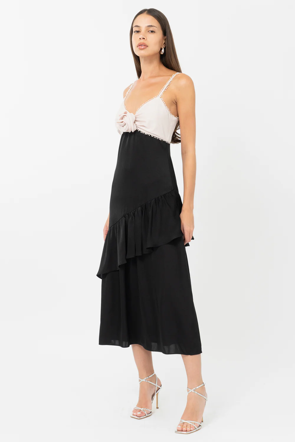 Zadie Asymmetrical Ruffle Midi Dress - Image 3